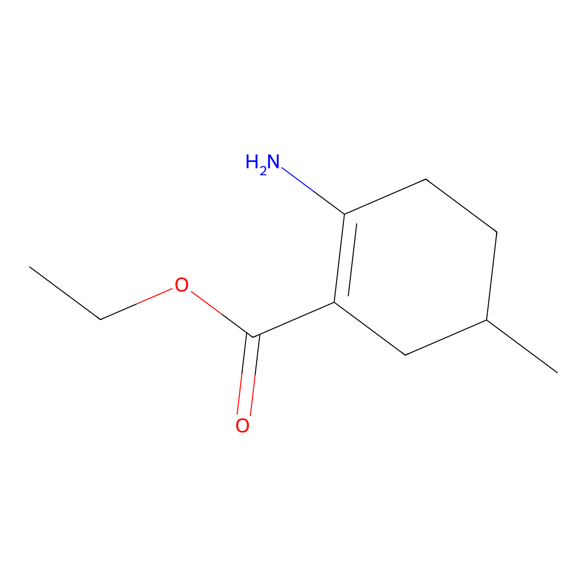 Ethyl 2-amino-5-methylcyclohex-1-ene-1-carboxylate molecular structure, CAS 56661-93-9