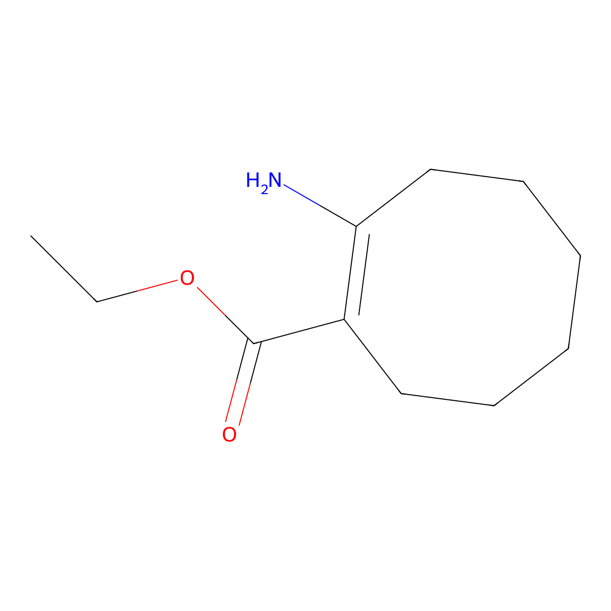 Ethyl 2-aminocyclooct-1-ene-1-carboxylate molecular structure, CAS 56661-94-0