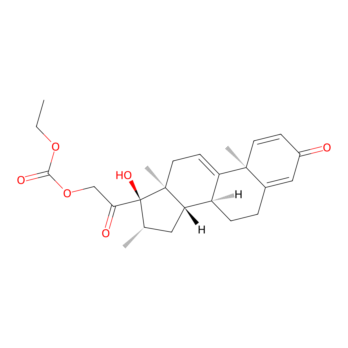 17-Hydroxy-16beta-methylpregna-1,4,9(11)-triene-3,20-dione 21-(ethylcarbonate) molecular structure, CAS 56665-79-3