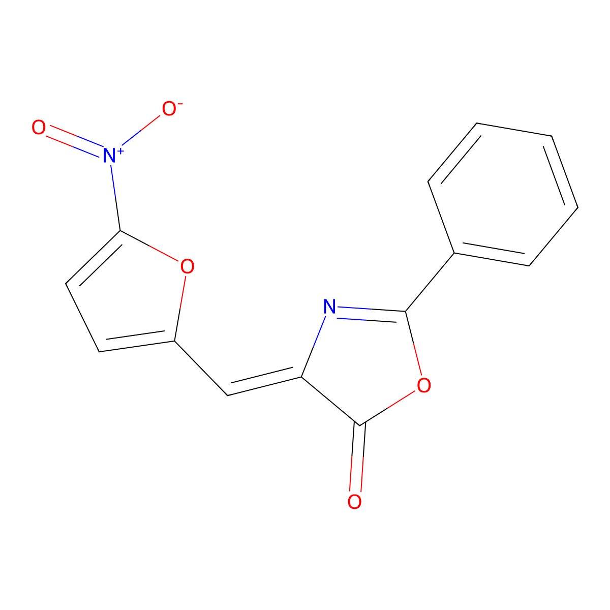 4-[(5-Nitrofuran-2-yl)methylidene]-2-phenyl-1,3-oxazol-5-one molecular structure, CAS 5667-25-4