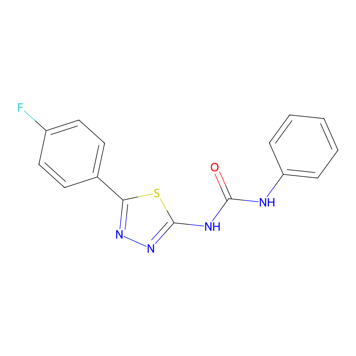 1-[5-(4-Fluorophenyl)-1,3,4-thiadiazol-2-yl]-3-phenylurea molecular structure, CAS 5667-30-1