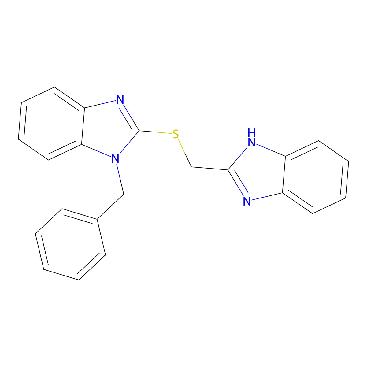 2-(1H-benzimidazol-2-ylmethylsulfanyl)-1-benzylbenzimidazole molecular structure, CAS 5667-72-1