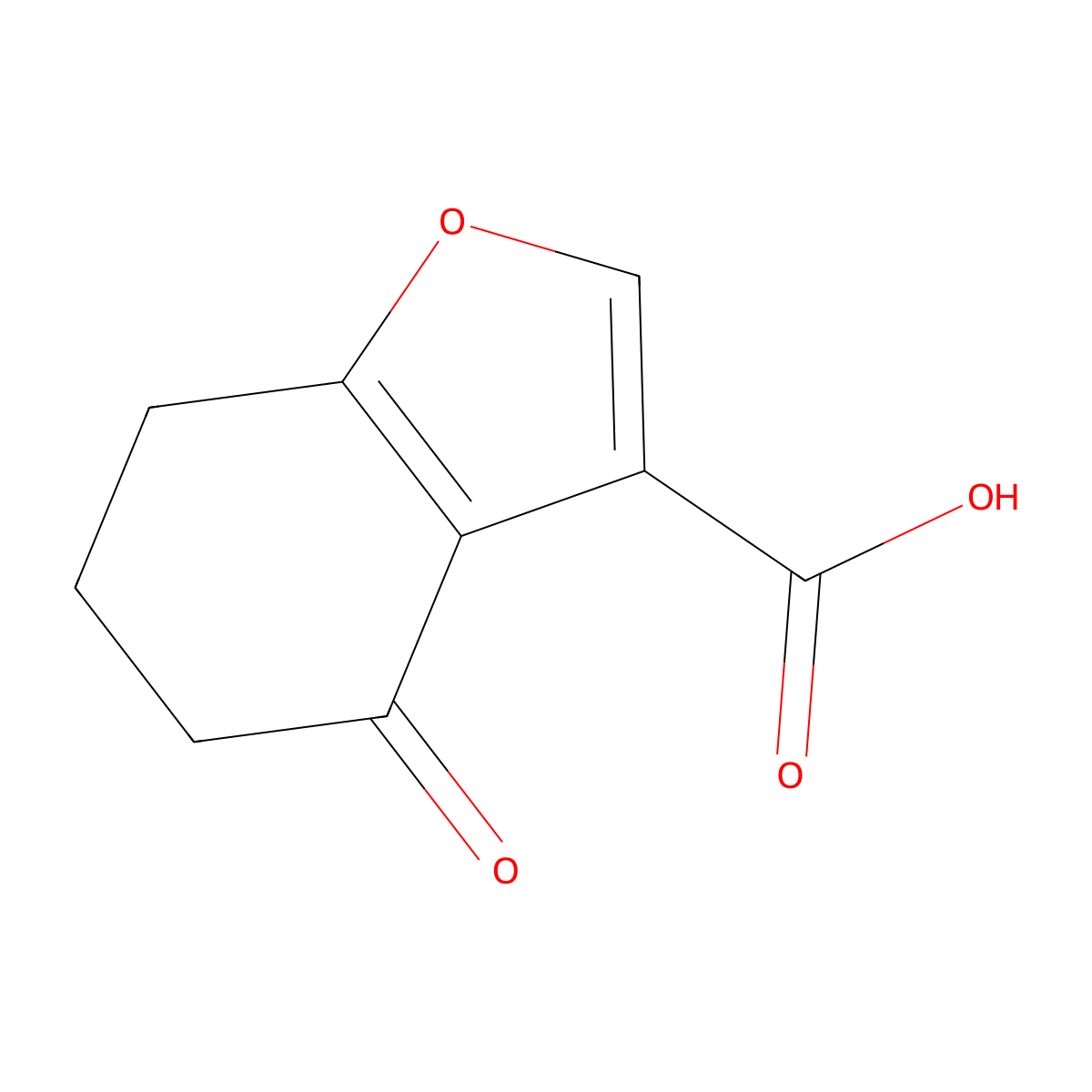 4-Oxo-4,5,6,7-tetrahydro-1-benzofuran-3-carboxylic acid molecular structure, CAS 56671-28-4