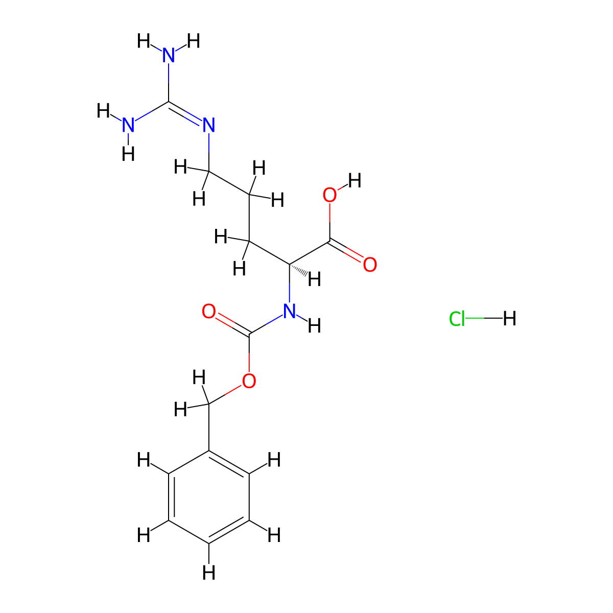 L-Arginine, N2-[(phenylmethoxy)carbonyl]-, monohydrochloride molecular structure, CAS 56672-63-0