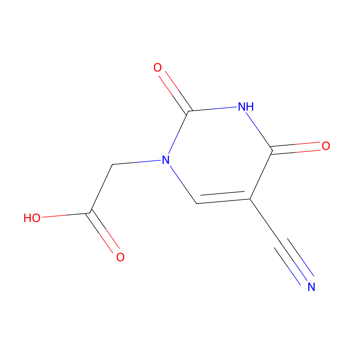 (5-cyano-2,4-dioxo-3,4-dihydropyrimidin-1(2H)-yl)acetic acid molecular structure, CAS 56673-29-1