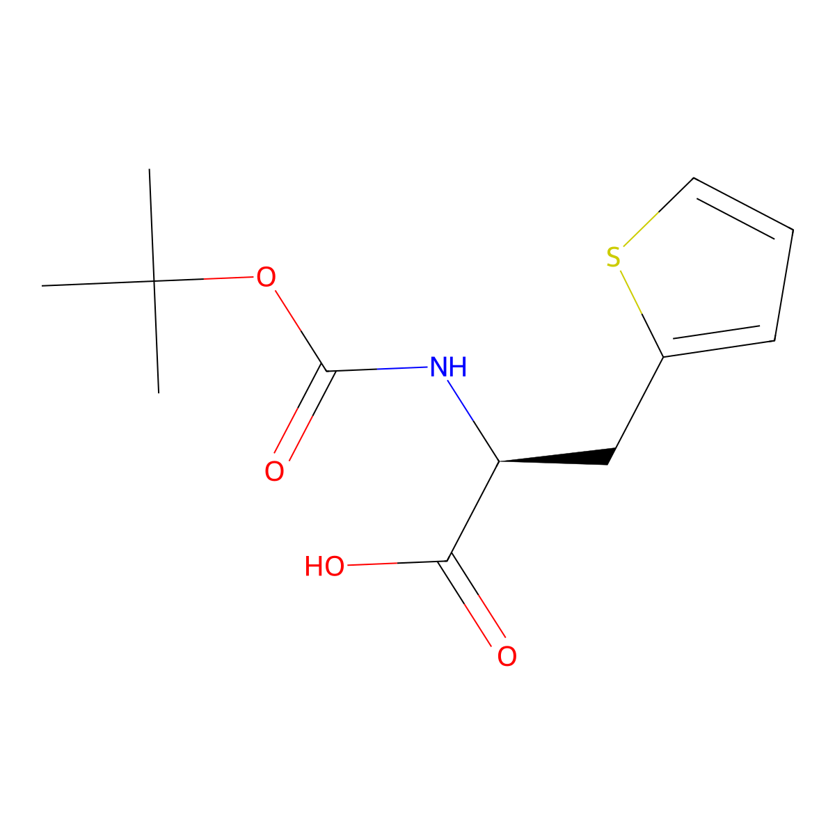 3-(Thien-2-yl)-L-alanine, N-BOC protected molecular structure, CAS 56675-37-7
