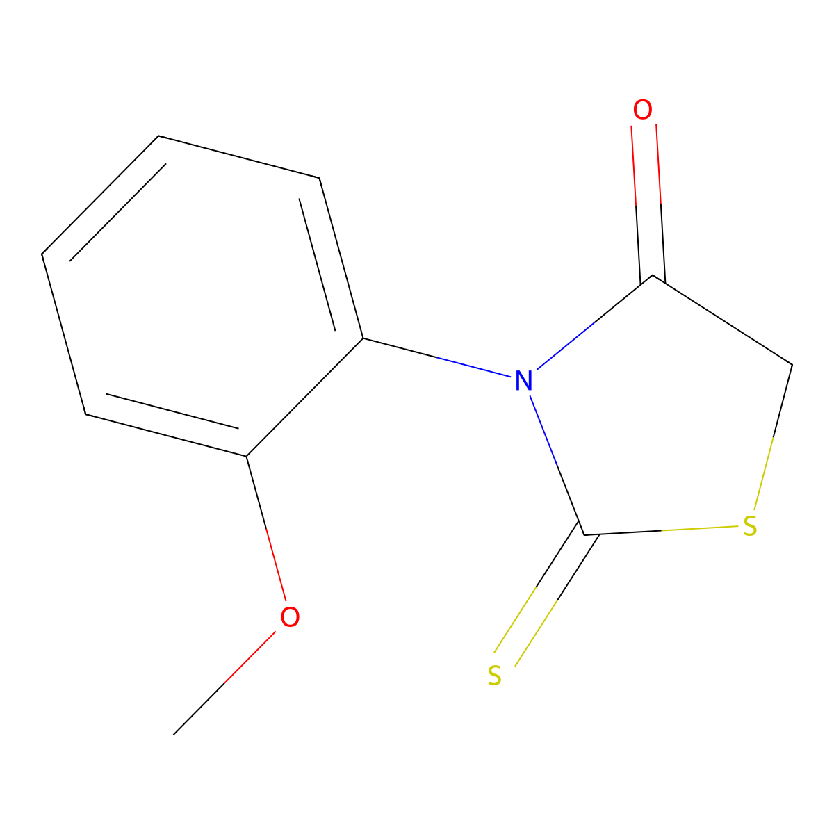 3-(2-Methoxy-phenyl)-2-thioxo-thiazolidin-4-one molecular structure, CAS 56676-49-4