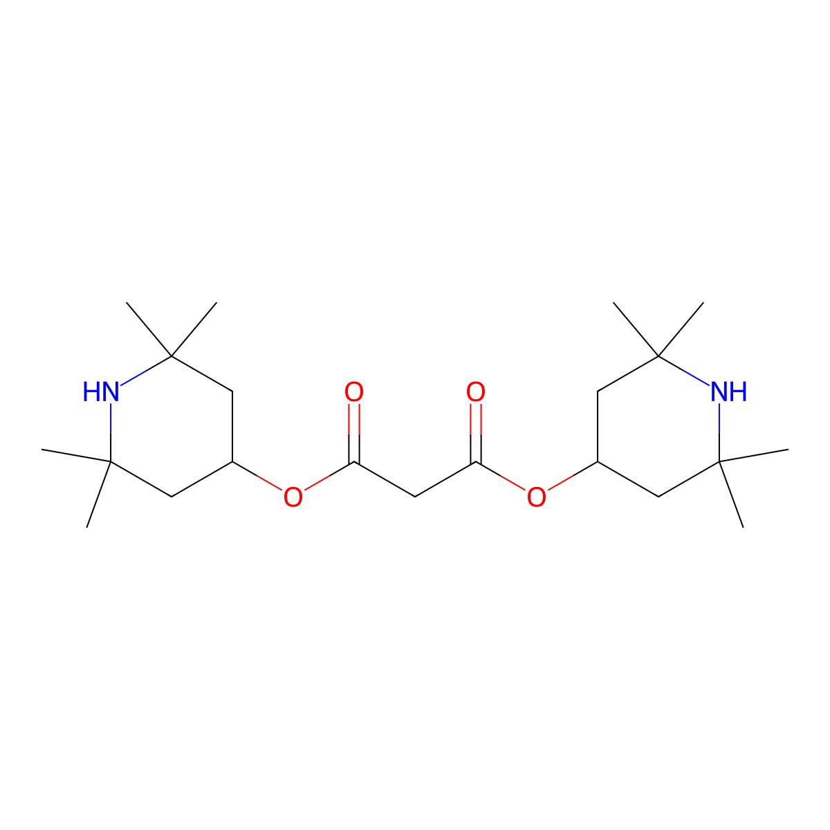 Bis(2,2,6,6-tetramethylpiperidin-4-yl) propanedioate molecular structure, CAS 56677-79-3