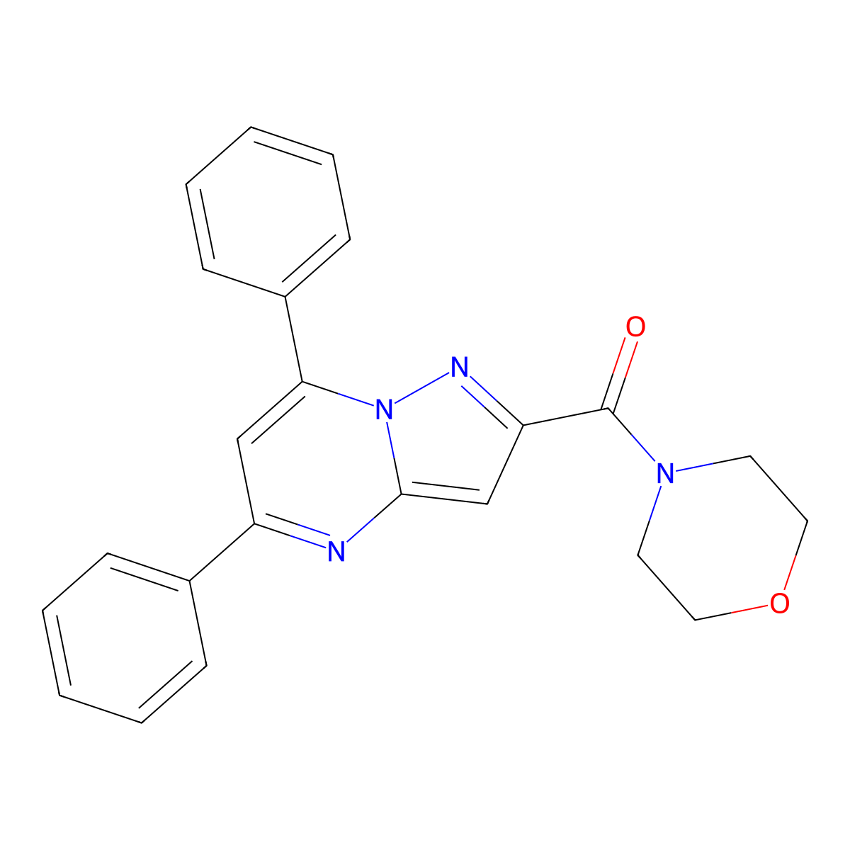 (5,7-Diphenylpyrazolo[1,5-a]pyrimidin-2-yl)(morpholin-4-yl)methanone molecular structure, CAS 5668-29-1