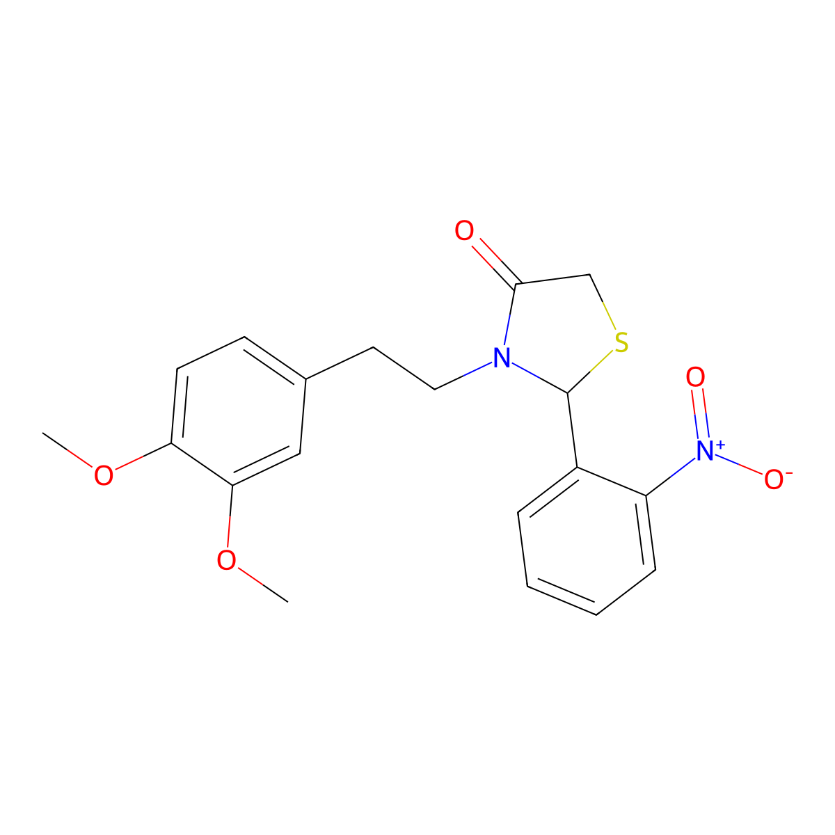 3-[2-(3,4-Dimethoxyphenyl)ethyl]-2-(2-nitrophenyl)-1,3-thiazolidin-4-one molecular structure, CAS 5668-30-4