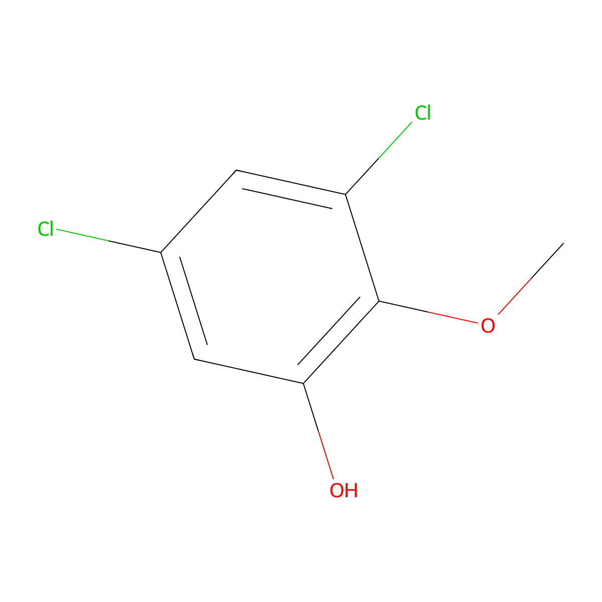 3,5-Dichloro-2-methoxyphenol molecular structure, CAS 56680-89-8