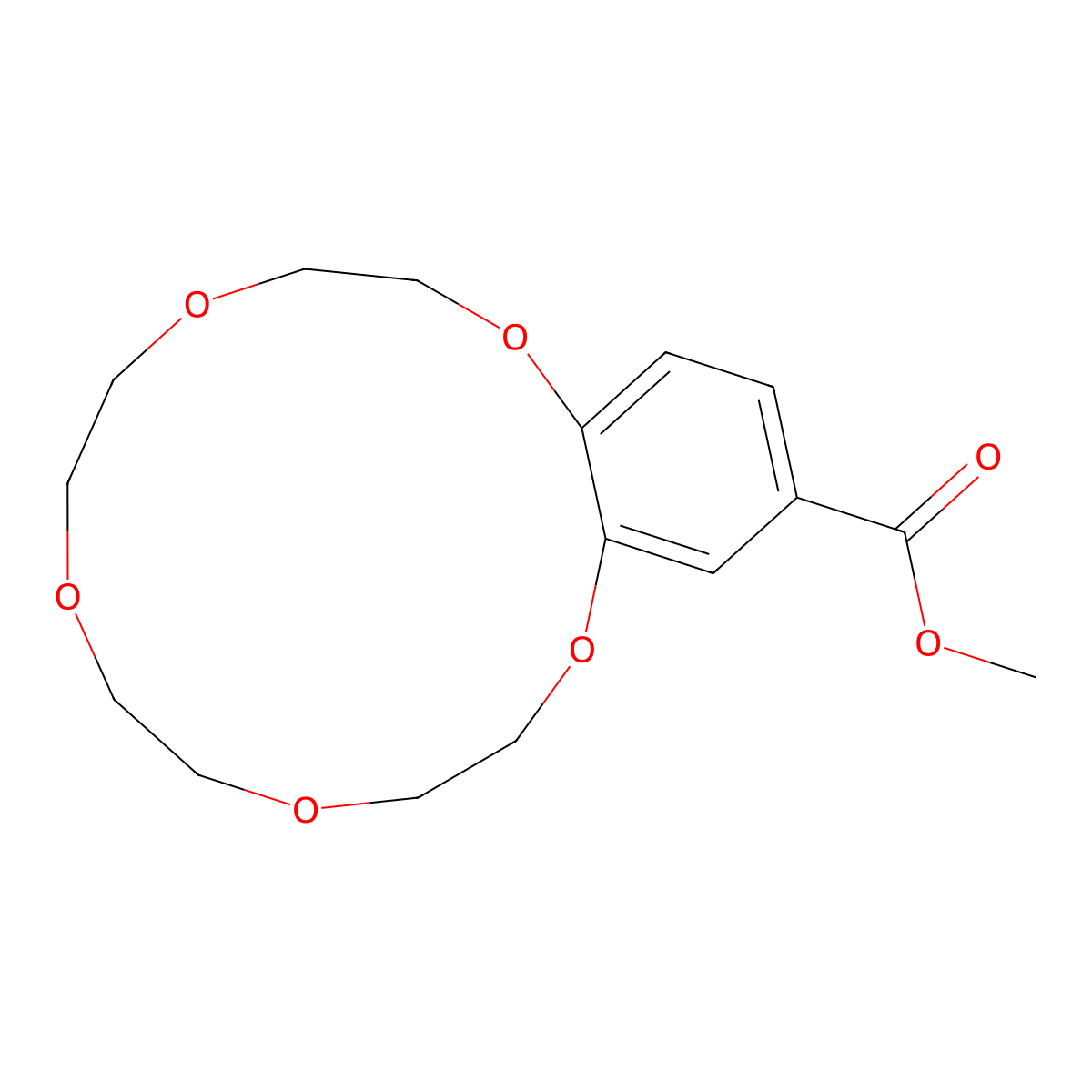 4'-Methoxycarbonylbenzo-15-crown 5-Ether molecular structure, CAS 56683-56-8