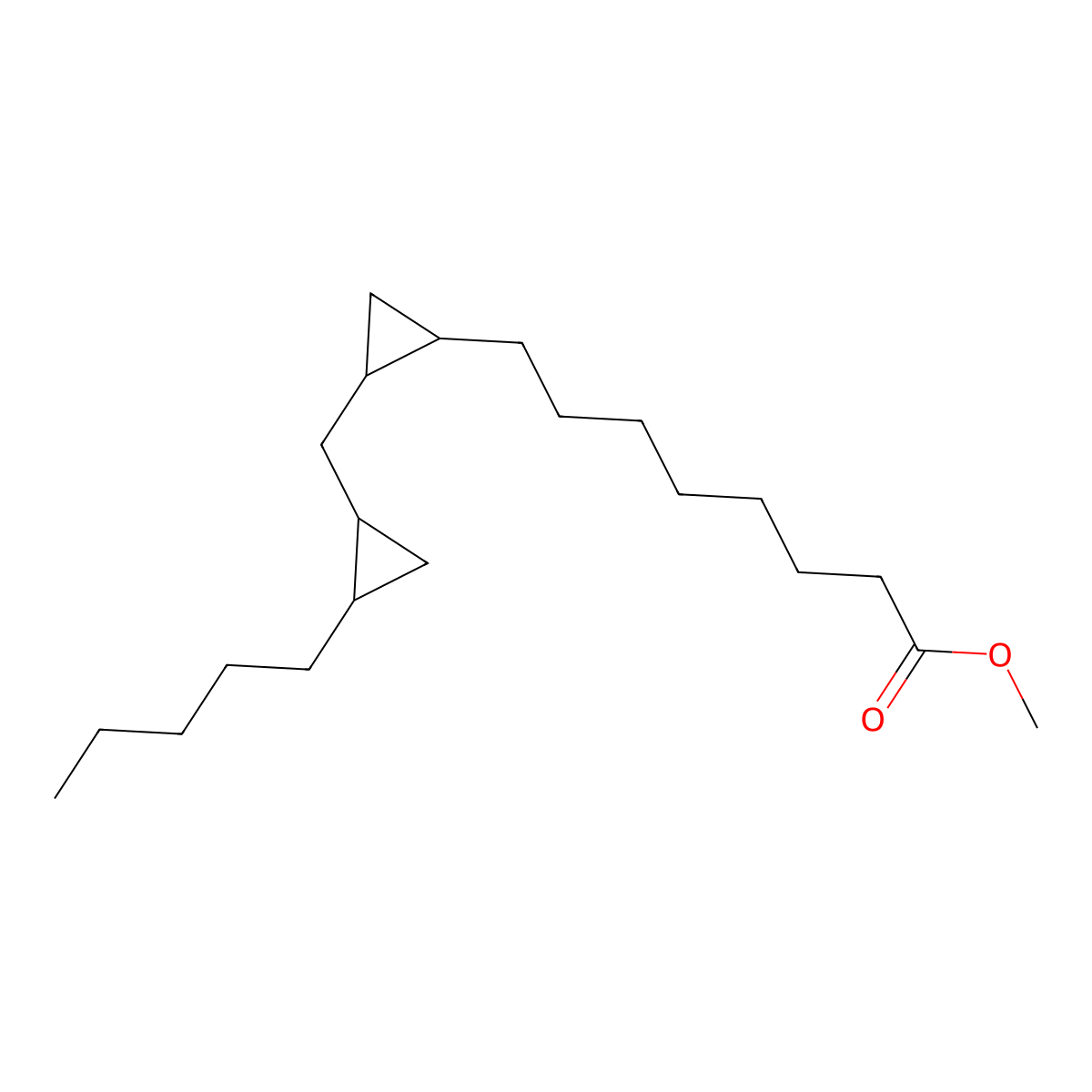 Methyl 8-[2-[(2-pentylcyclopropyl)methyl]cyclopropyl]octanoate molecular structure, CAS 56687-67-3