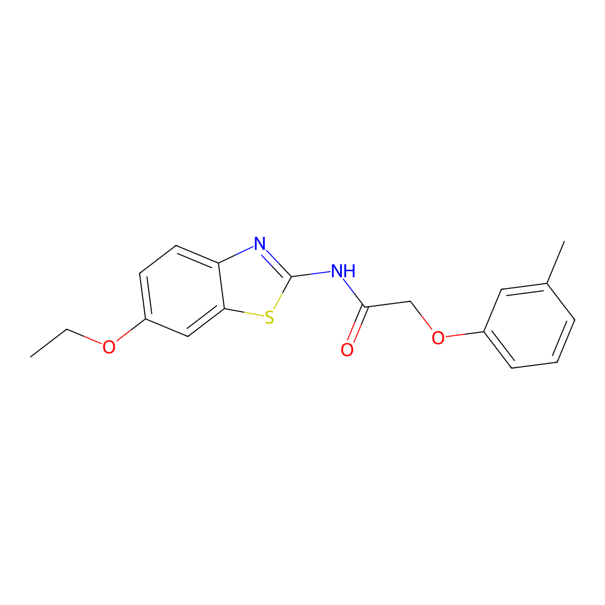 N-(6-ethoxy-1,3-benzothiazol-2-yl)-2-(3-methylphenoxy)acetamide molecular structure, CAS 566889-46-1