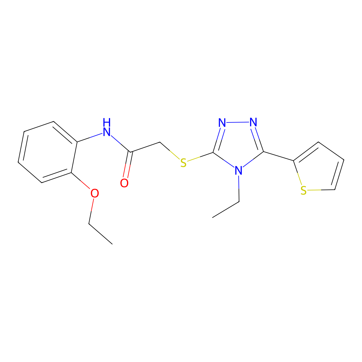 N-(2-Ethoxyphenyl)-2-((4-ET-5-(2-thienyl)-4H-1,2,4-triazol-3-YL)thio)acetamide molecular structure, CAS 566895-41-8