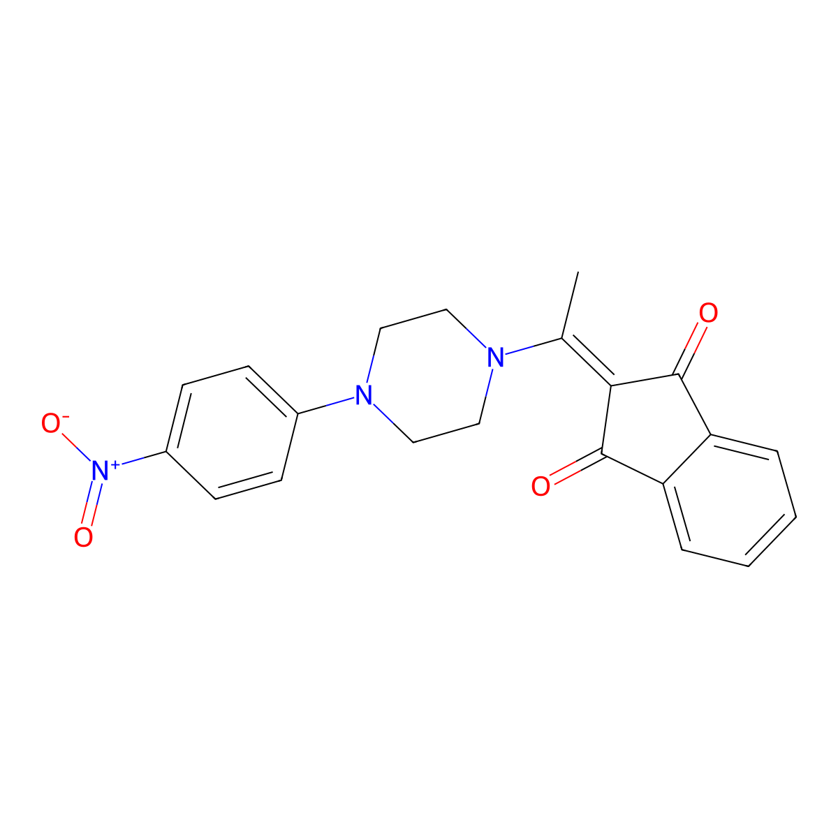 2-[1-[4-(4-Nitrophenyl)piperazin-1-yl]ethylidene]indene-1,3-dione molecular structure, CAS 5669-13-6