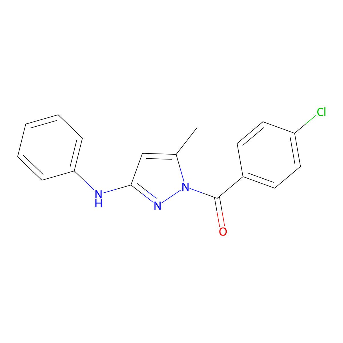 (3-Anilino-5-methylpyrazol-1-yl)-(4-chlorophenyl)methanone molecular structure, CAS 5669-37-4