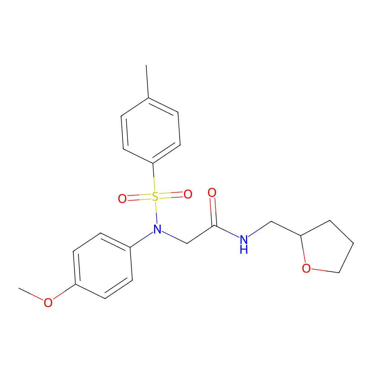 2-(4-methoxy-N-(4-methylphenyl)sulfonylanilino)-N-(oxolan-2-ylmethyl)acetamide molecular structure, CAS 5669-53-4