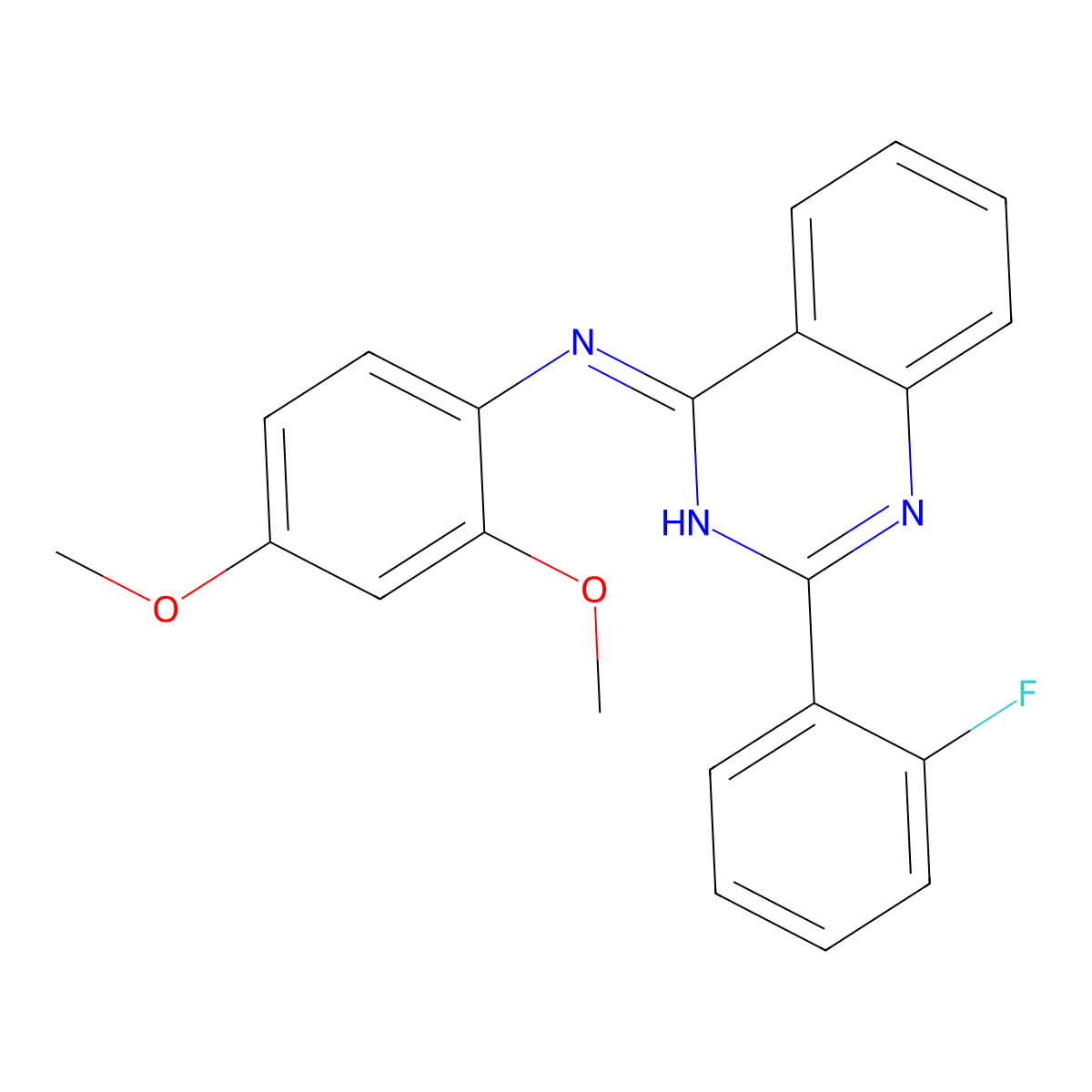 N-(2,4-dimethoxyphenyl)-2-(2-fluorophenyl)quinazolin-4-amine molecular structure, CAS 5669-54-5