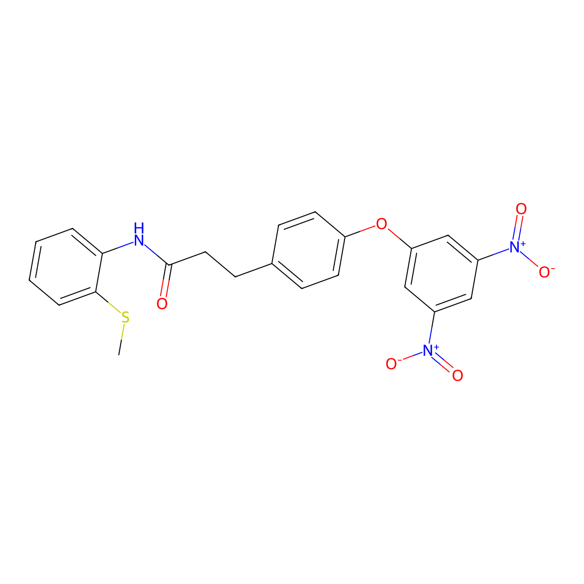 3-[4-(3,5-dinitrophenoxy)phenyl]-N-(2-methylsulfanylphenyl)propanamide molecular structure, CAS 5669-78-3