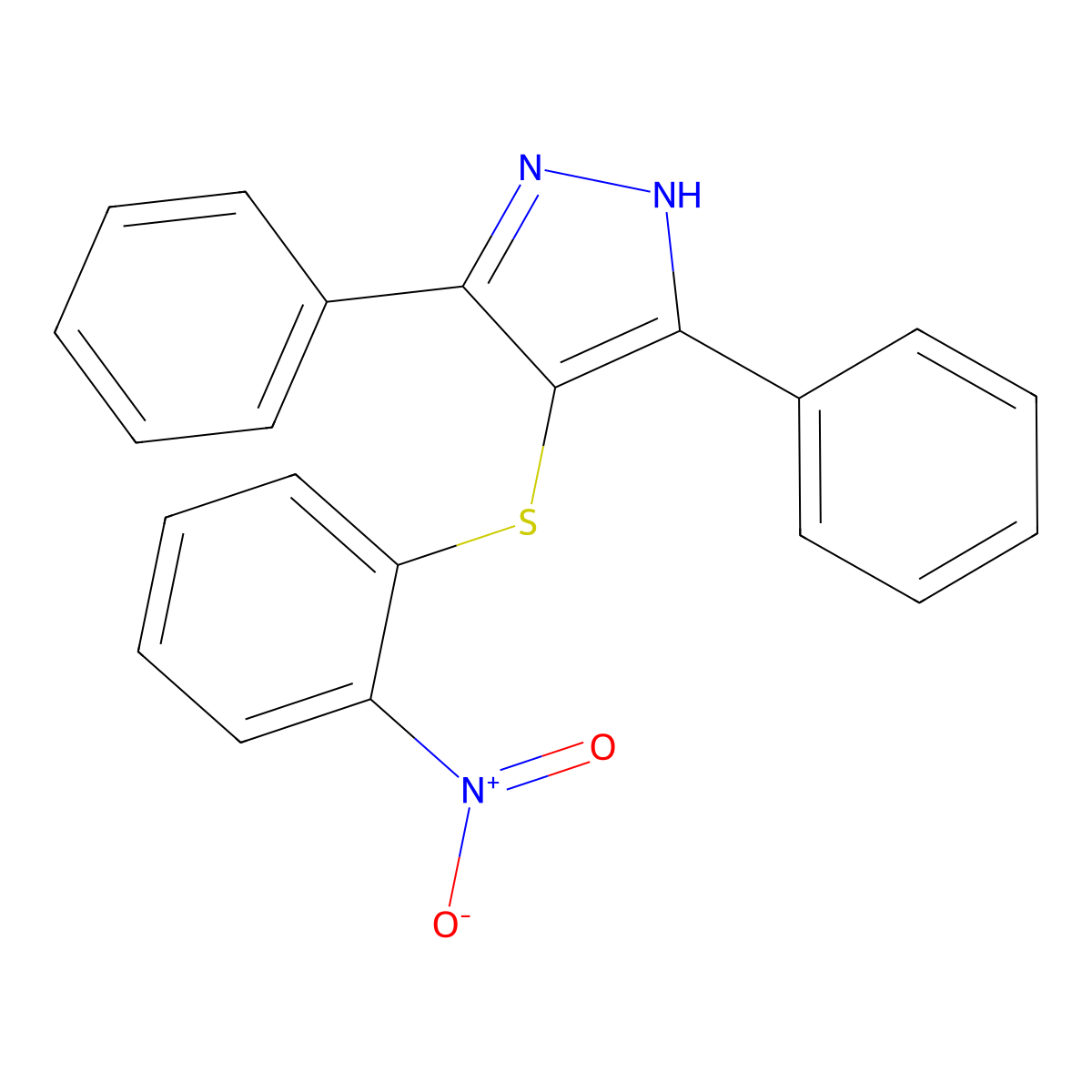 4-(2-nitrophenyl)sulfanyl-3,5-diphenyl-1H-pyrazole molecular structure, CAS 5669-86-3