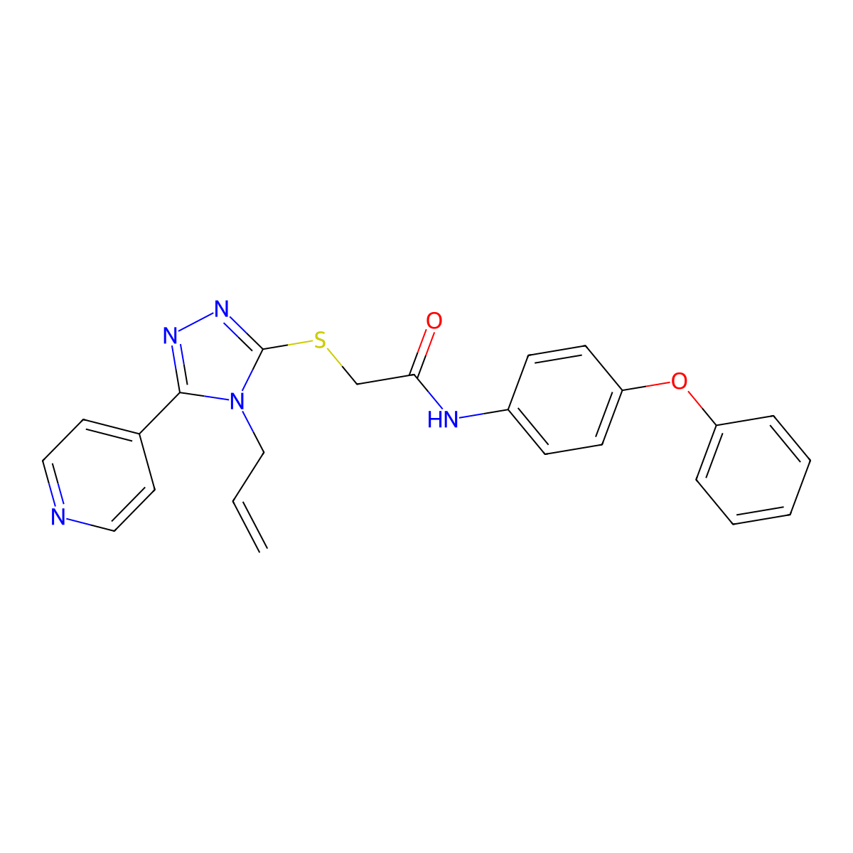 N-(4-phenoxyphenyl)-2-{[4-(prop-2-en-1-yl)-5-(pyridin-4-yl)-4H-1,2,4-triazol-3-yl]sulfanyl}acetamide molecular structure, CAS 566900-03-6