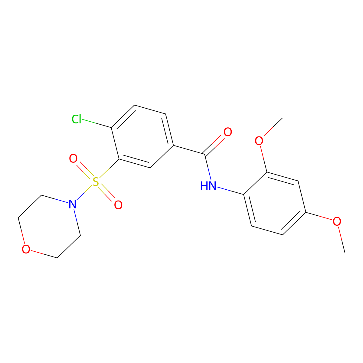 4-chloro-N-(2,4-dimethoxyphenyl)-3-(morpholin-4-ylsulfonyl)benzamide molecular structure, CAS 566900-65-0