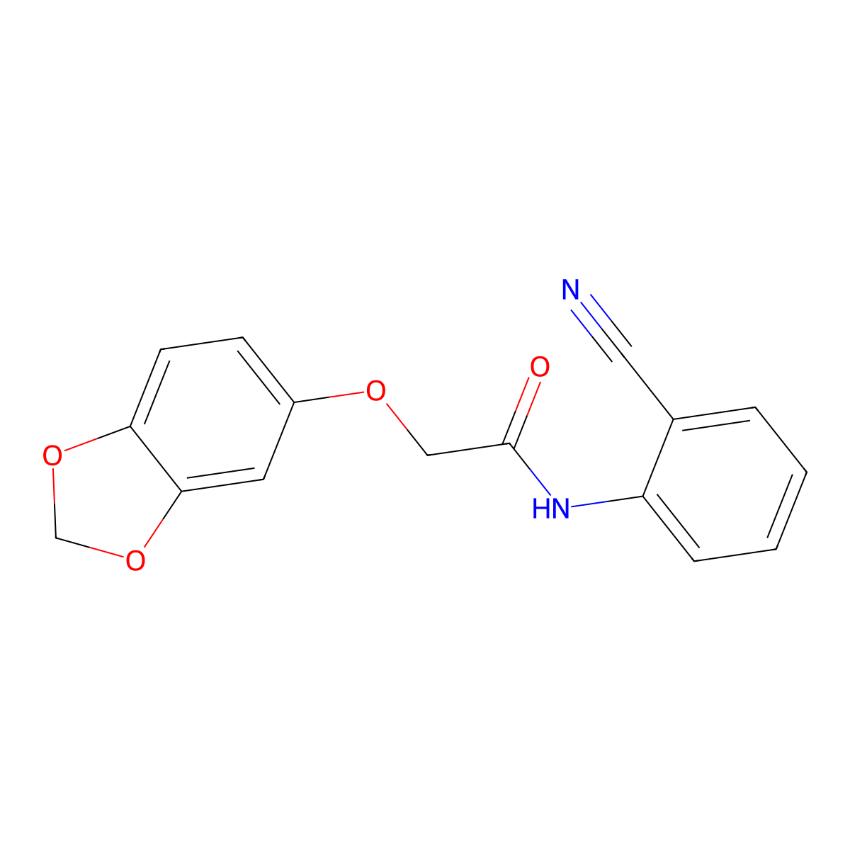 2-(1,3-benzodioxol-5-yloxy)-N-(2-cyanophenyl)acetamide molecular structure, CAS 566903-25-1