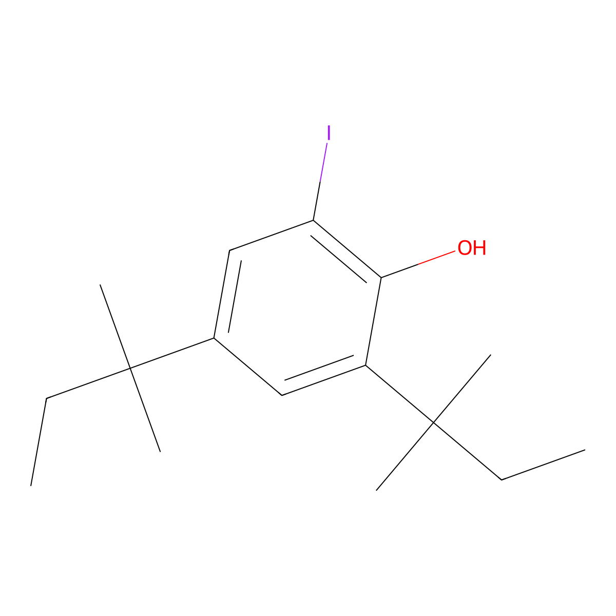 2-Iodo-4,6-di-tert-pentylphenol molecular structure, CAS 566913-64-2