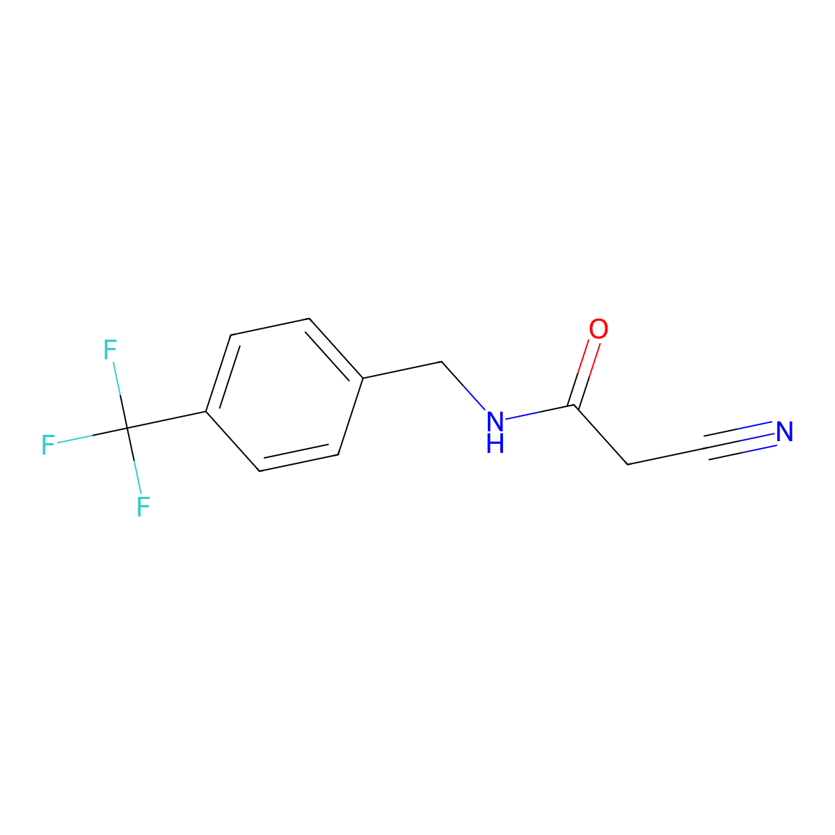 2-Cyano-N-(4-(trifluoromethyl)benzyl)acetamide molecular structure, CAS 566926-08-7