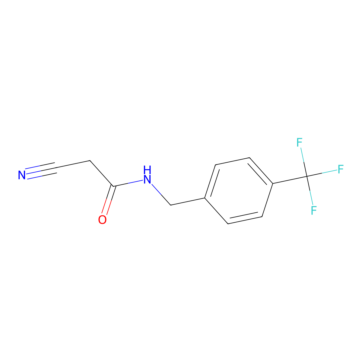 2-Cyano-N-(4-(trifluoromethyl)benzyl)acetamide molecular structure, CAS 566926-08-7