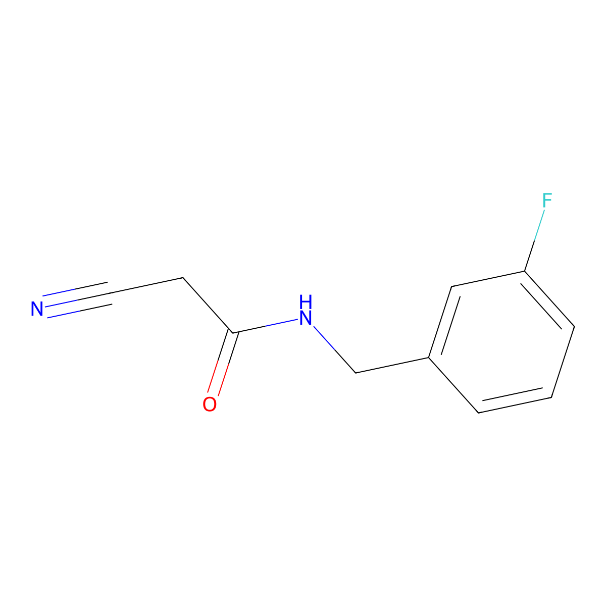 2-cyano-N-[(3-fluorophenyl)methyl]acetamide molecular structure, CAS 566926-38-3
