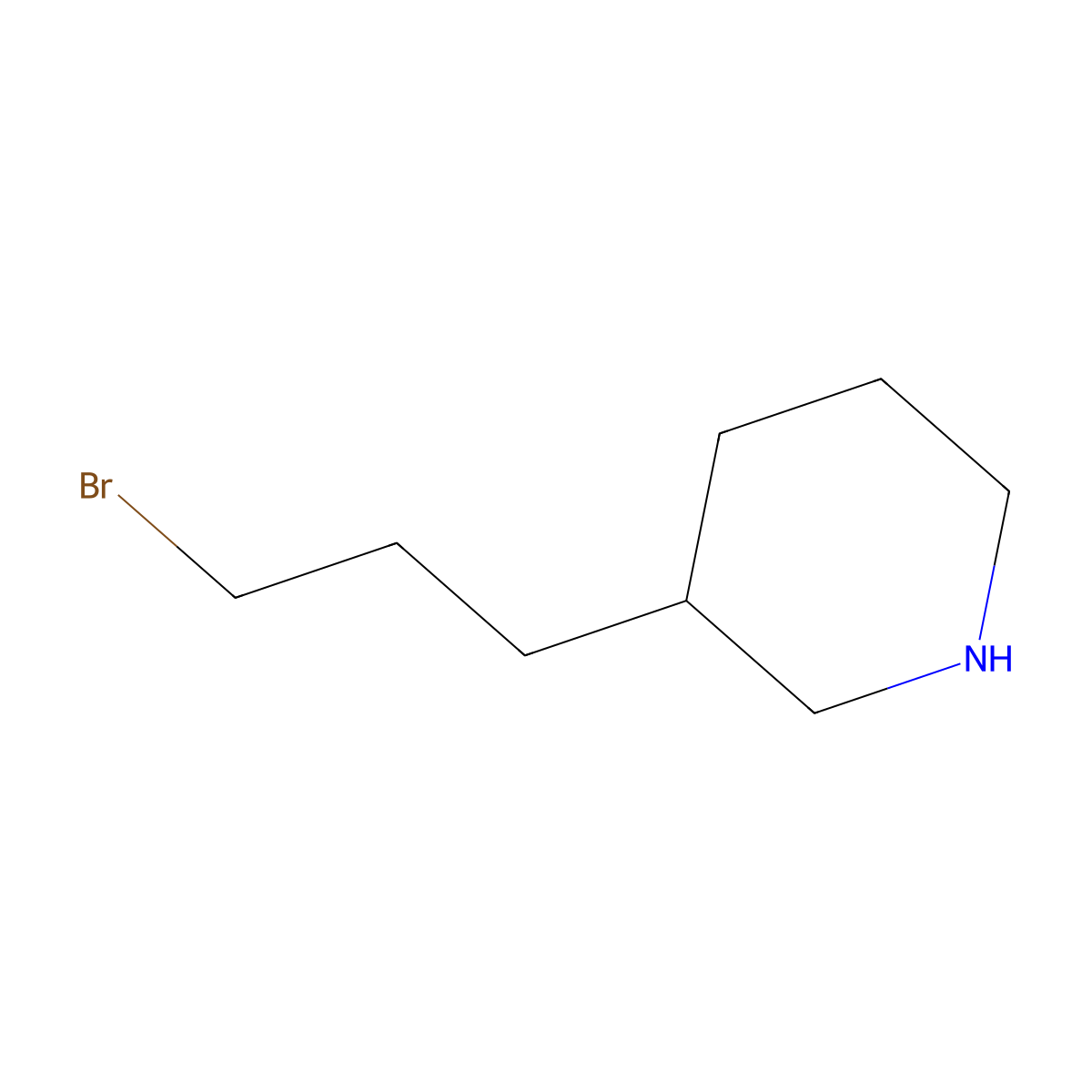 3-(3-Bromopropyl)piperidine molecular structure, CAS 566929-52-0