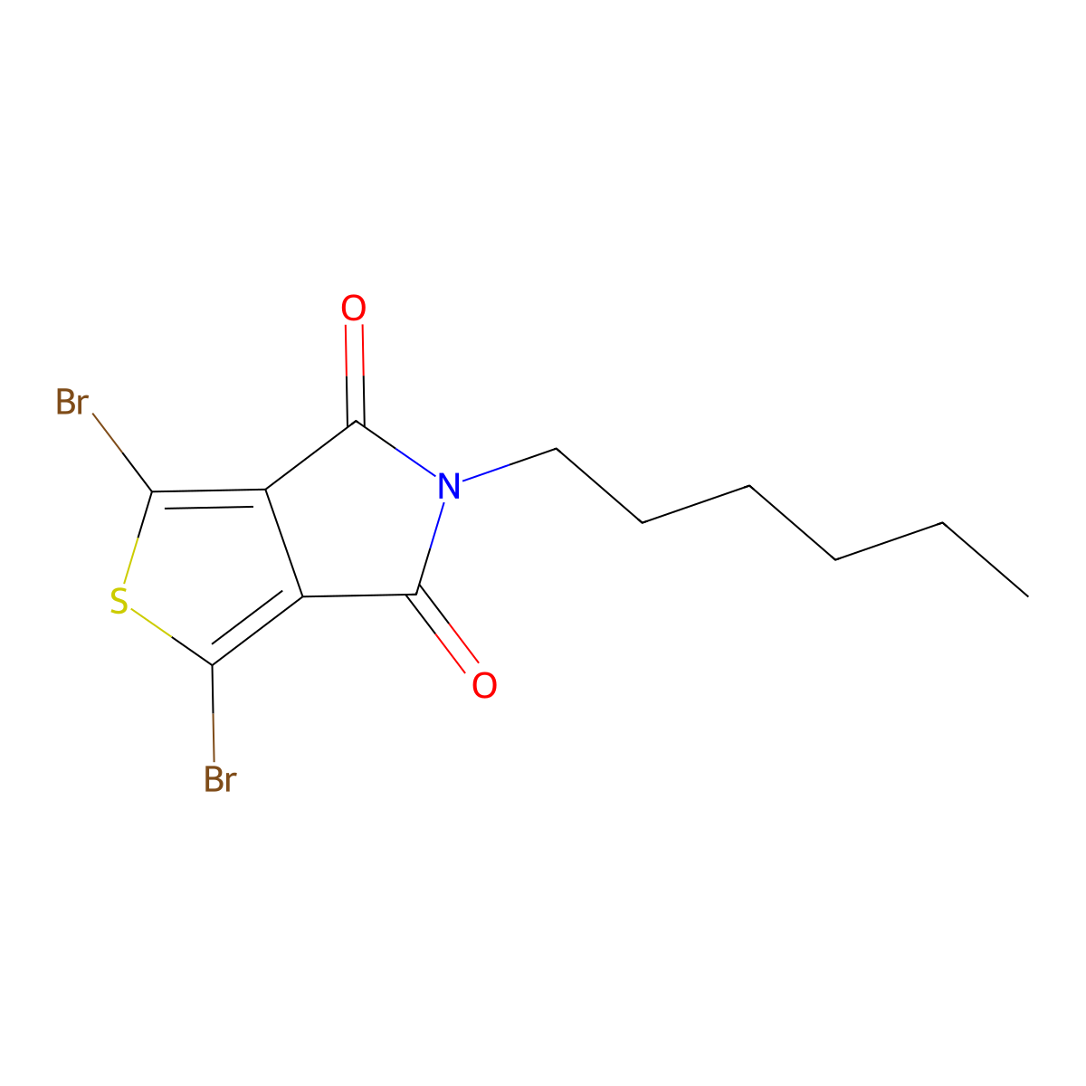 1,3-Dibromo-5-hexyl-4H-thieno[3,4-c]pyrrole-4,6(5H)-dione molecular structure, CAS 566939-56-8