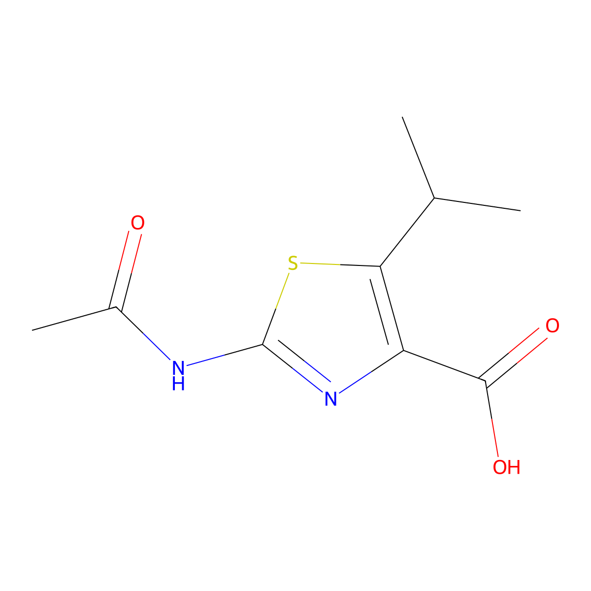 2-Acetamido-5-(propan-2-yl)-1,3-thiazole-4-carboxylic acid molecular structure, CAS 566947-03-3