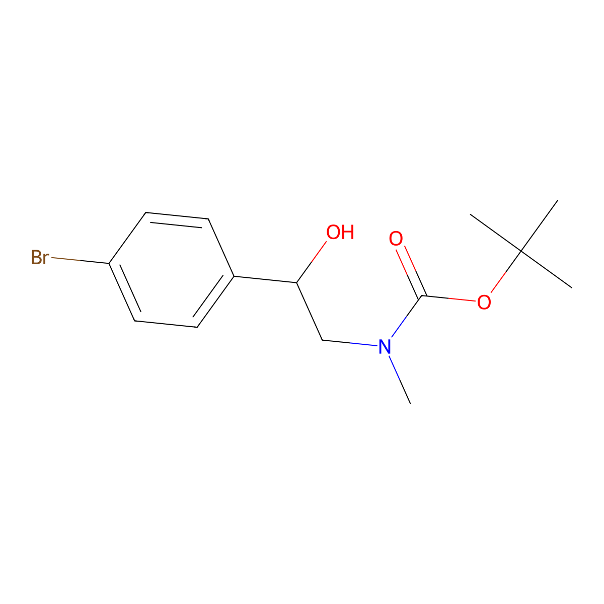 tert-butyl N-[2-(4-bromophenyl)-2-hydroxyethyl]-N-methylcarbamate molecular structure, CAS 566949-43-7