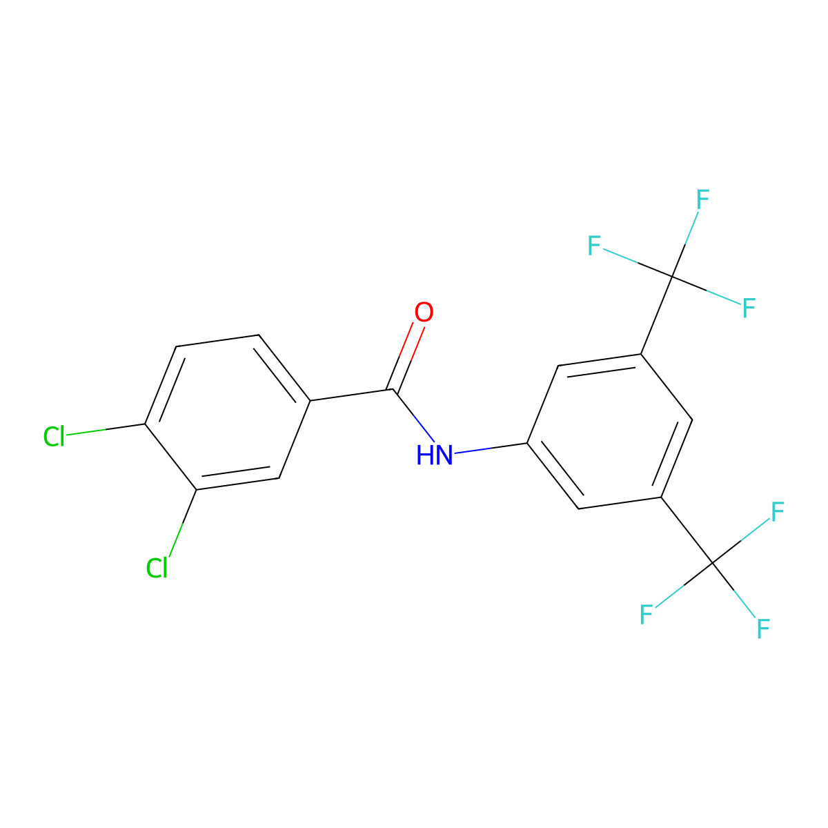N-[3,5-bis(trifluoromethyl)phenyl]-3,4-dichlorobenzamide molecular structure, CAS 56698-50-1