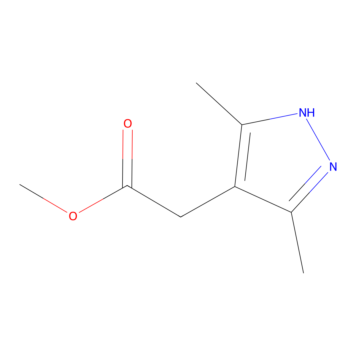 methyl 2-(3,5-dimethyl-1H-pyrazol-4-yl)acetate molecular structure, CAS 56699-23-1