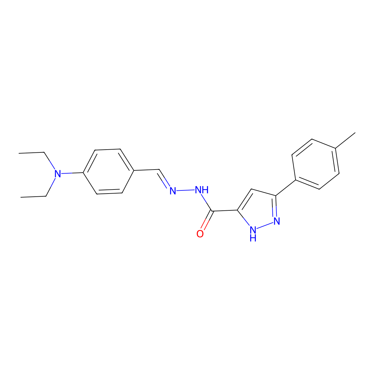 N-{[4-(Diethylamino)phenyl]methylidene}-5-(4-methylphenyl)-1H-pyrazole-3-carbohydrazonic acid molecular structure, CAS 5670-08-6