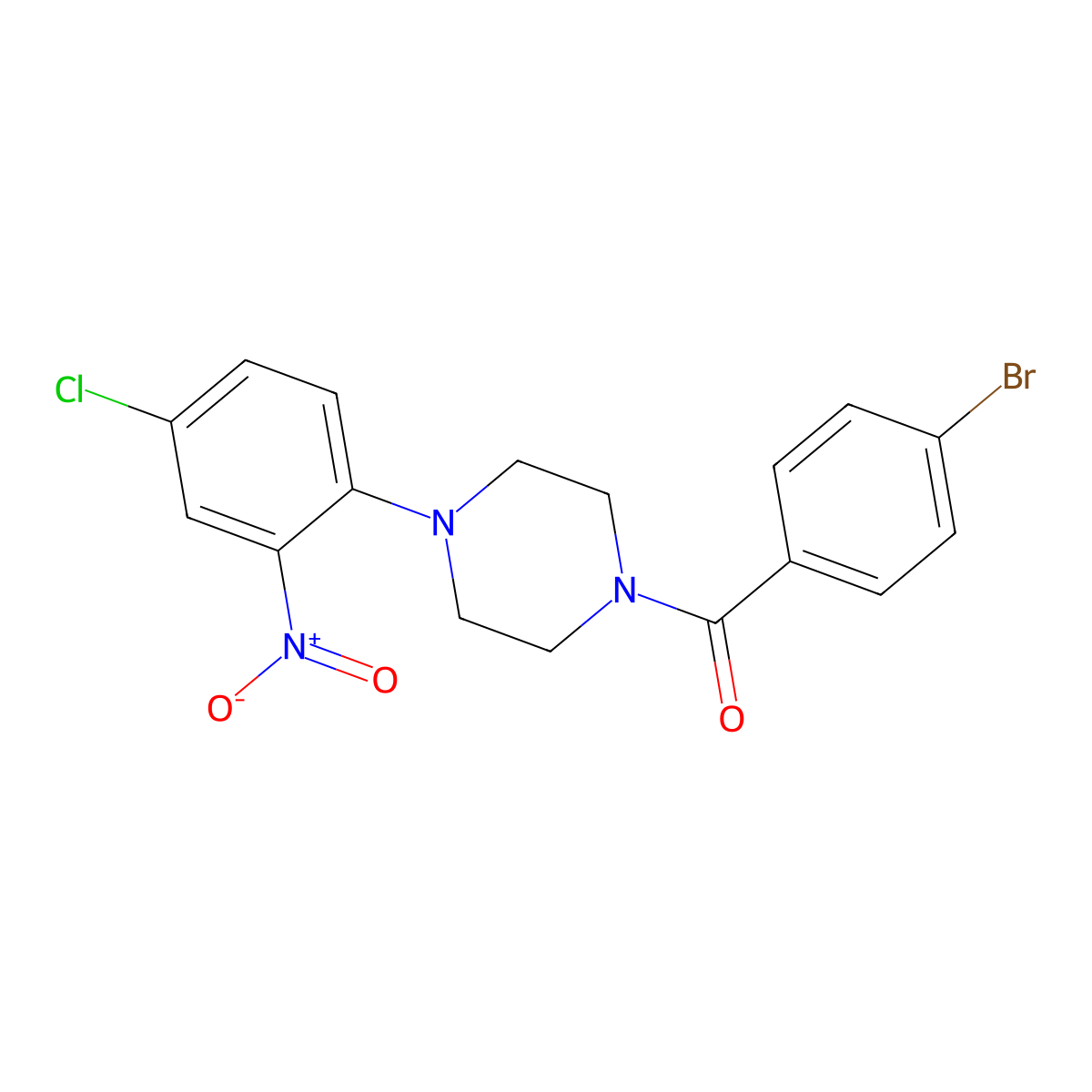 1-(4-Bromobenzoyl)-4-(4-chloro-2-nitrophenyl)piperazine molecular structure, CAS 5670-47-3