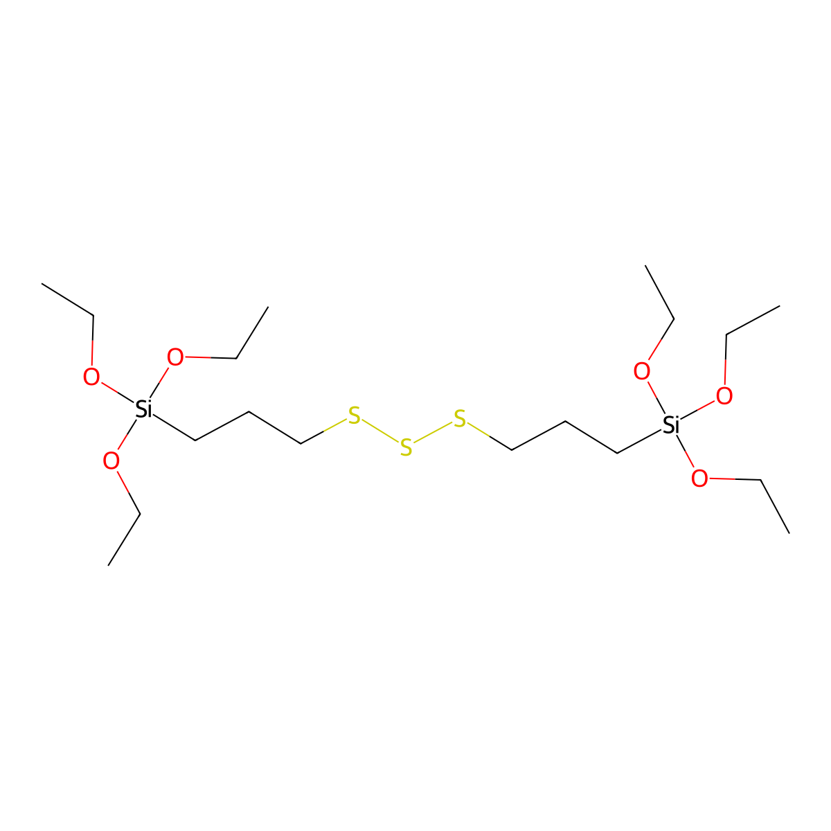 3,15-Dioxa-8,9,10-trithia-4,14-disilaheptadecane, 4,4,14,14-tetraethoxy- molecular structure, CAS 56706-11-7
