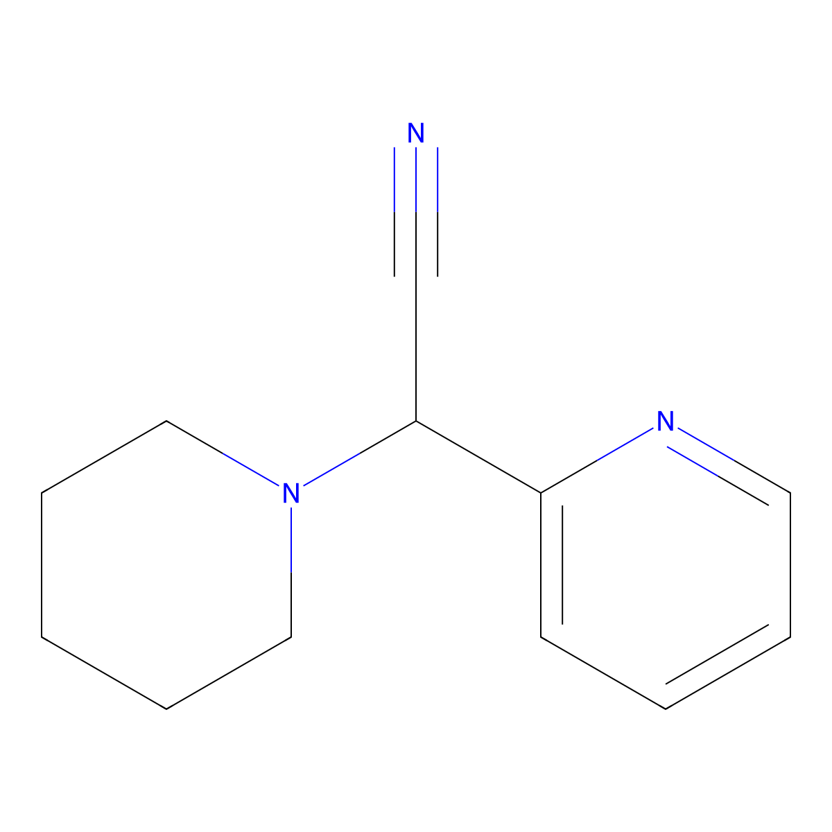 Piperidin-1-yl(pyridin-2-yl)acetonitrile molecular structure, CAS 56707-14-3