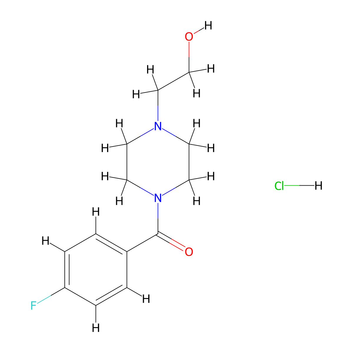 1-Piperazineethanol, 4-(4-fluorobenzoyl)-, monohydrochloride molecular structure, CAS 56708-00-0