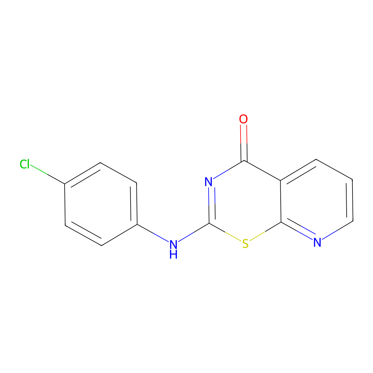 4H-Pyrido[3,2-e]-1,3-thiazin-4-one, 2-[(4-chlorophenyl)amino]- molecular structure, CAS 56708-28-2