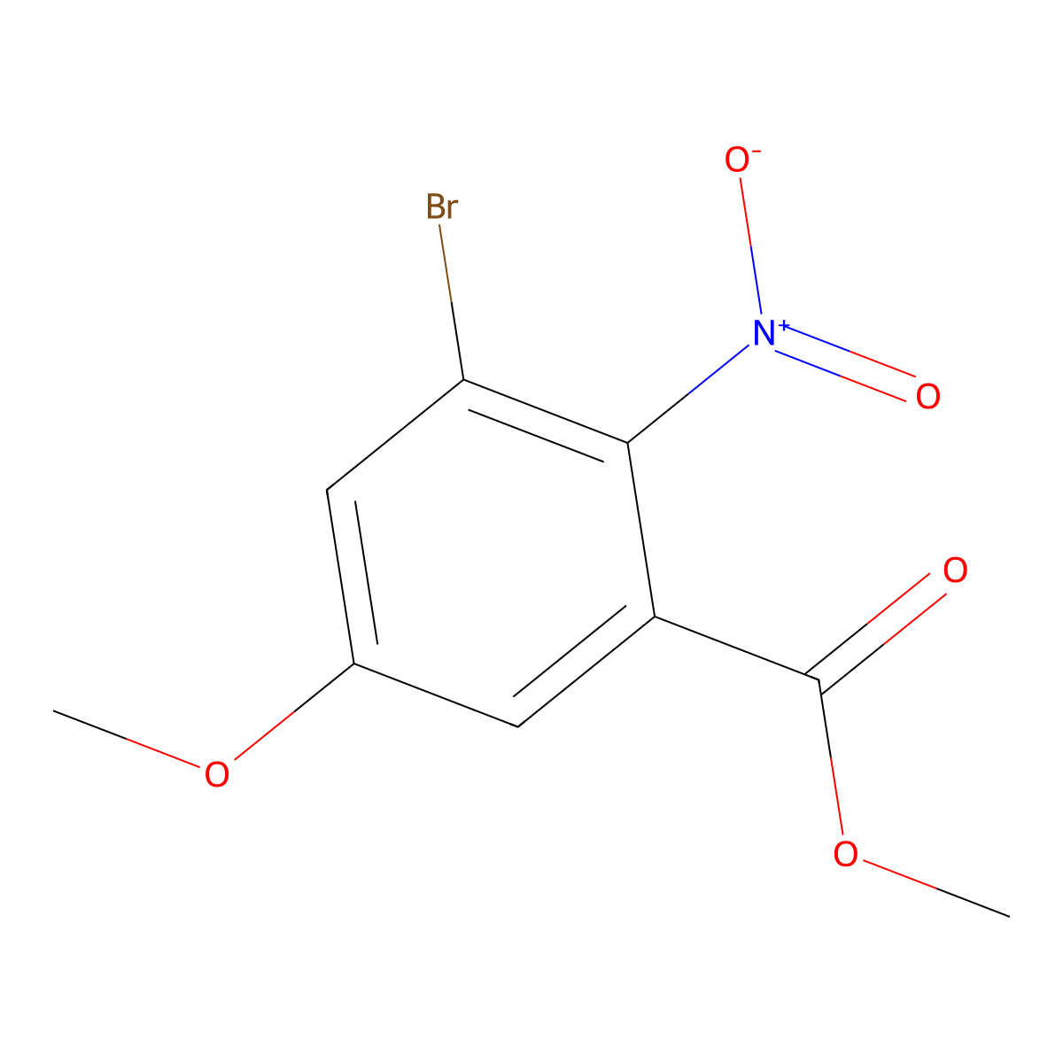 Methyl 3-bromo-5-methoxy-2-nitrobenzoate molecular structure, CAS 56709-71-8