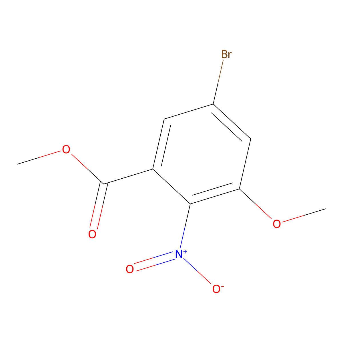 Methyl 5-bromo-3-methoxy-2-nitrobenzoate molecular structure, CAS 56709-72-9