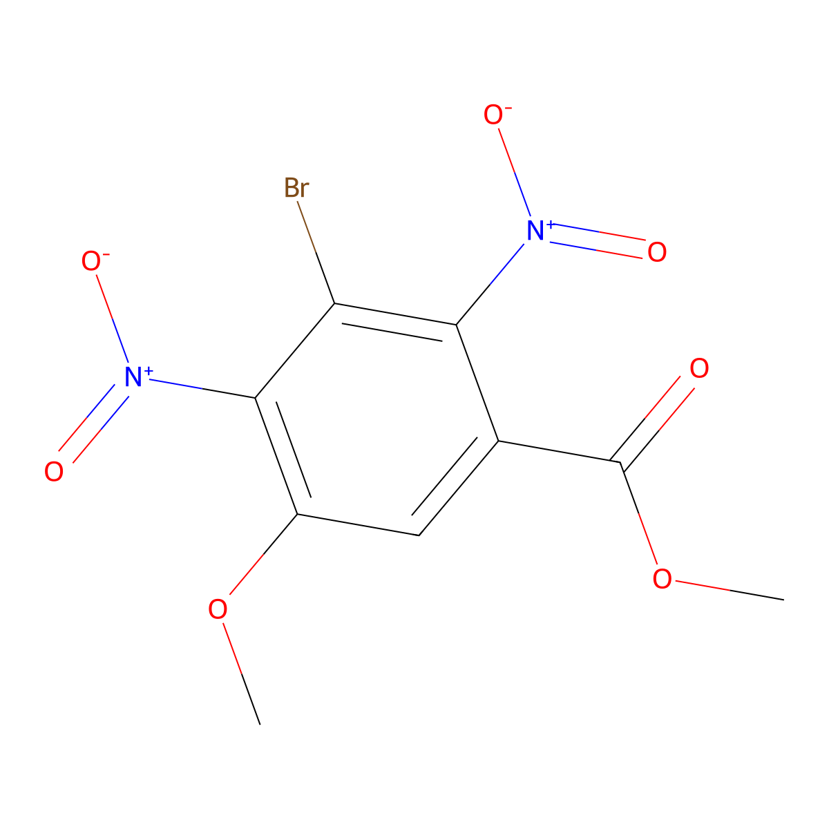 Methyl 3-bromo-5-methoxy-2,4-dinitrobenzoate molecular structure, CAS 56709-73-0