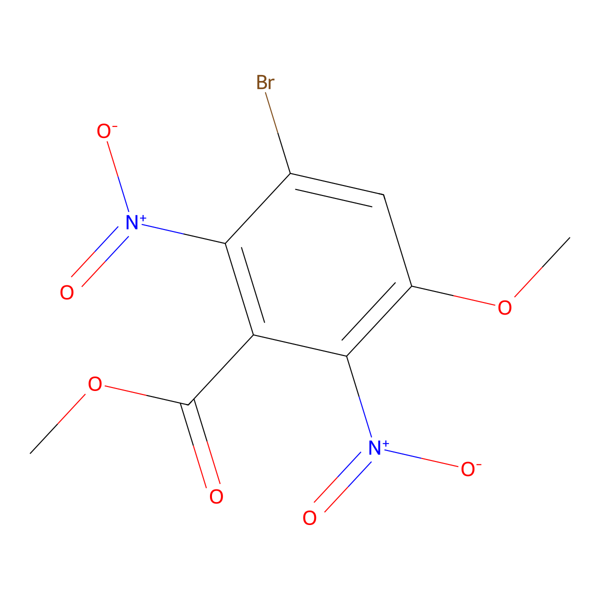 Methyl 3-bromo-5-methoxy-2,6-dinitrobenzoate molecular structure, CAS 56709-74-1