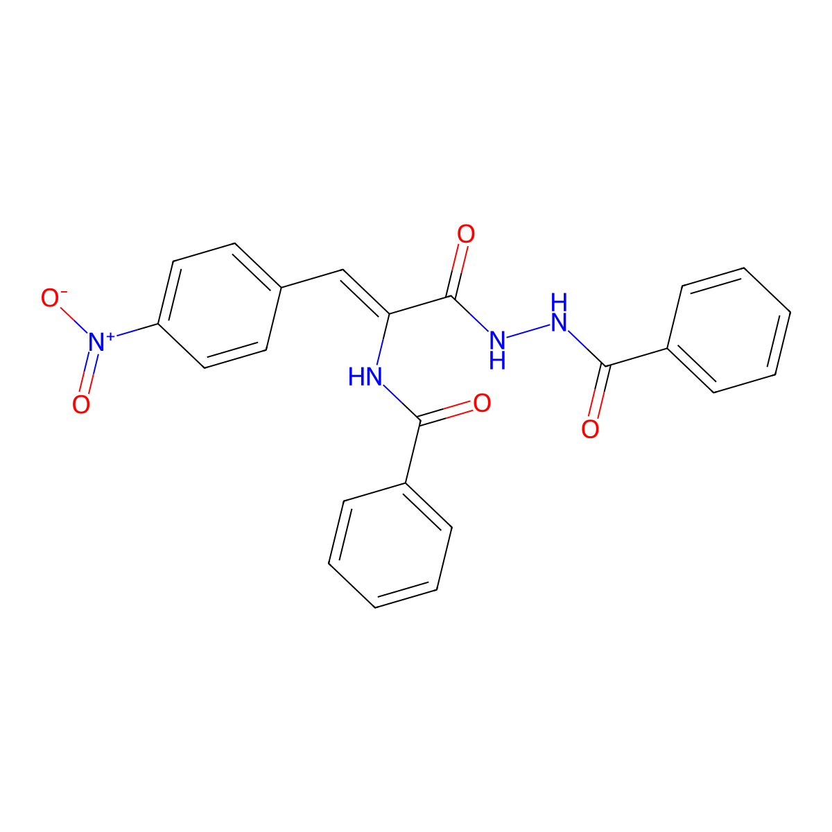 N-[(E)-1-(Benzamidocarbamoyl)-2-(4-nitrophenyl)vinyl]benzamide molecular structure, CAS 5671-64-7