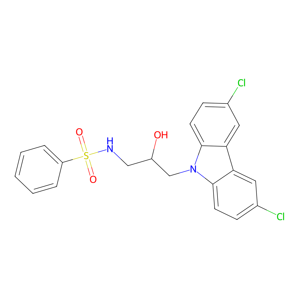 N-[3-(3,6-Dichlorocarbazol-9-YL)-2-hydroxy-propyl]benzenesulfonamide molecular structure, CAS 5671-70-5